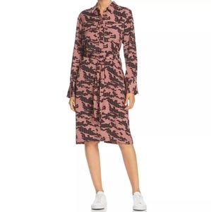 NWT Kenneth Cole Camo/Leopard Rose Brown & Black Pocket Shirt Dress Sz Xl